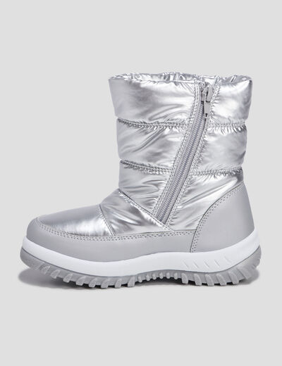 Bottes de neige métallisées gris argent fille