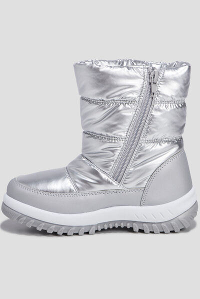 Bottes de neige métallisées gris argent fille
