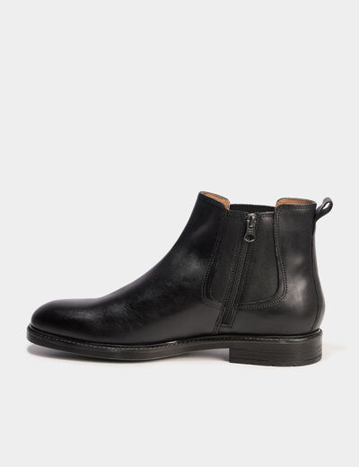 Bottines zipp&eacute;es en cuir noir homme