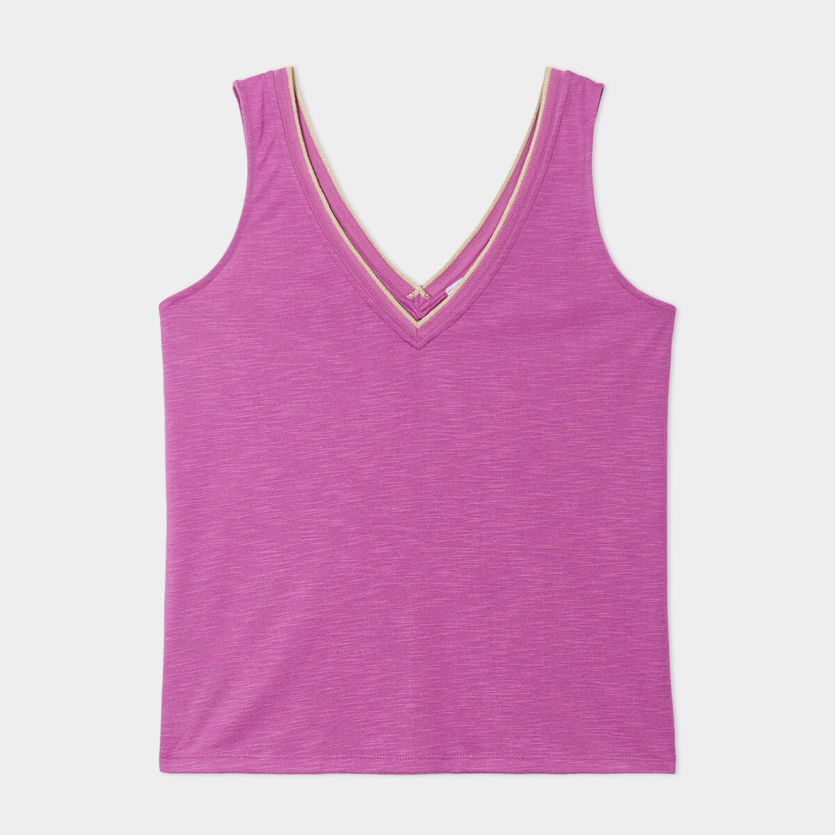 Débardeur col en V bretelles larges violet femme
