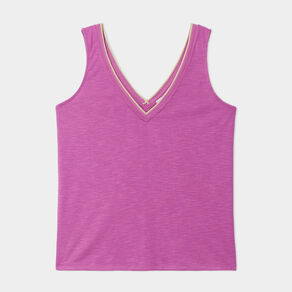 debardeur col en v bretelles larges violet femme Débardeur col en V bretelles larges violet femme
