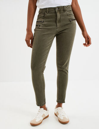 Jeans skinny 7/8ème coton Liberto vert kaki femme