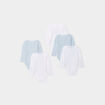 Lot de 5 bodies coton manches longues bleu ciel bébé garçon