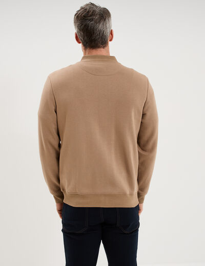 Gilet molletonn&eacute; zipp&eacute; col teddy taupe homme
