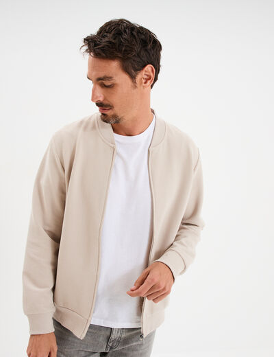 Gilet manches longues zippé gris clair homme