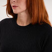 Robe tricot c&ocirc;tel&eacute;e manches longues noir femme