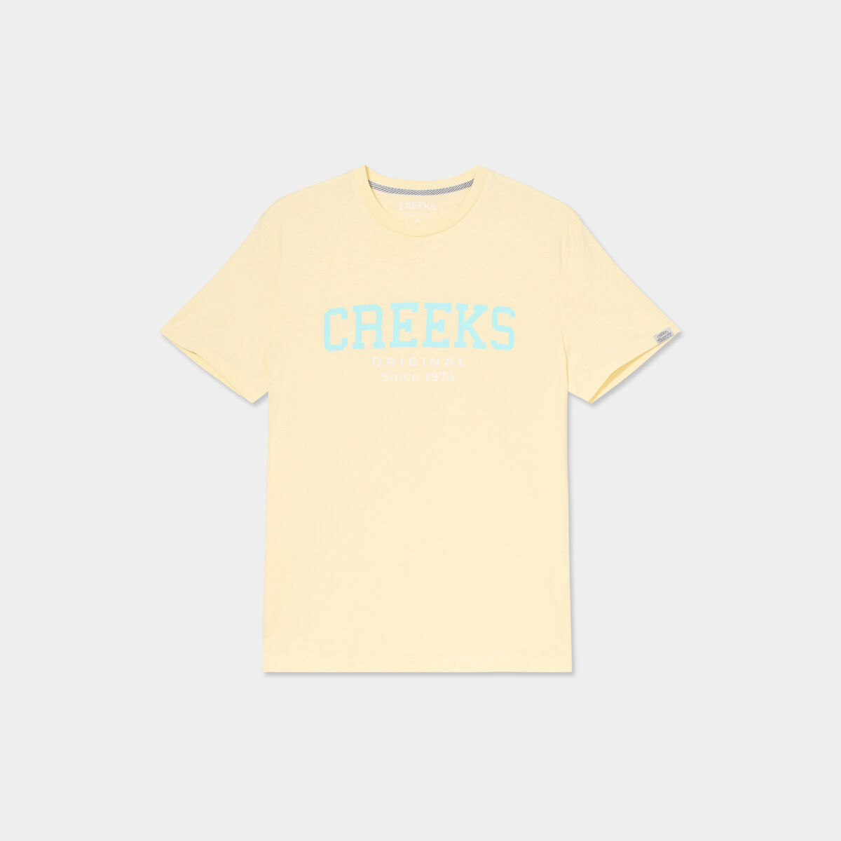 T-shirt col rond manches courtes coton jaune clair homme