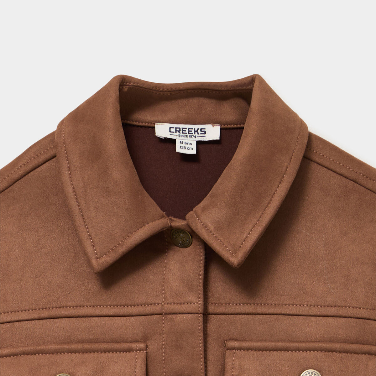 Veste effet su&eacute;dine 2 poches camel fille