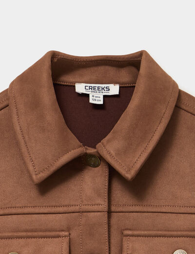 Veste effet su&eacute;dine 2 poches camel fille