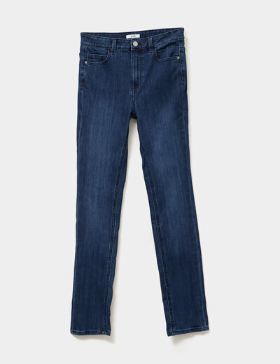 Jeans slim taille haute 5 poches bleu femme
