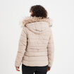 Doudoune courte cintr&eacute;e &agrave; capuche beige femme