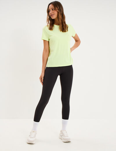 T-shirt de sport droit manches courtes jaune fluo femme