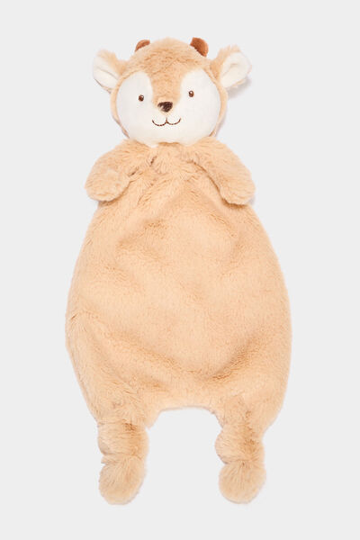 Doudou animal fausse fourrure marron clair b&eacute;b&eacute;