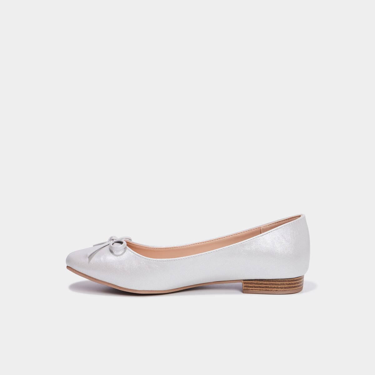 Ballerines à bouts carrés gris argent femme