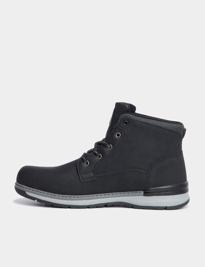 Bottines montantes &agrave; lacets noir homme