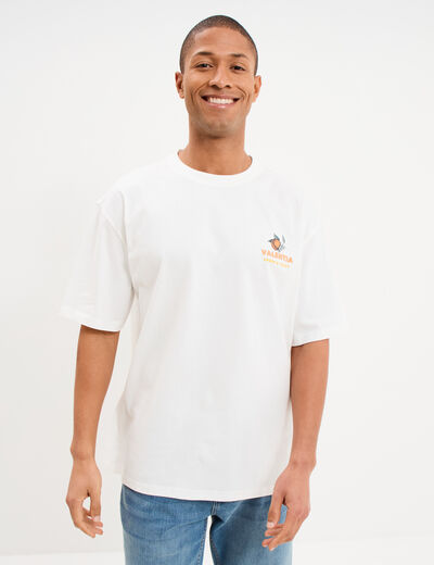 T-shirt relax manches courtes coton blanc homme