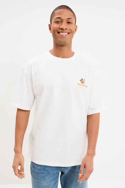 T-shirt relax manches courtes coton blanc homme