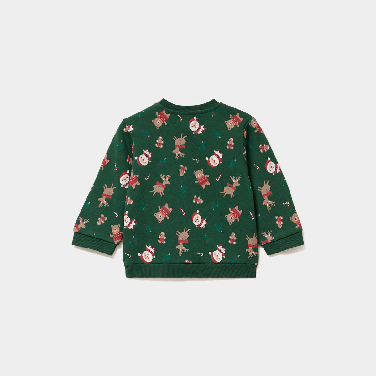 Sweat coton col rond No&euml;l vert b&eacute;b&eacute; gar&ccedil;on