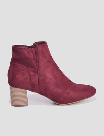Bottines suédines à talons bordeaux femme