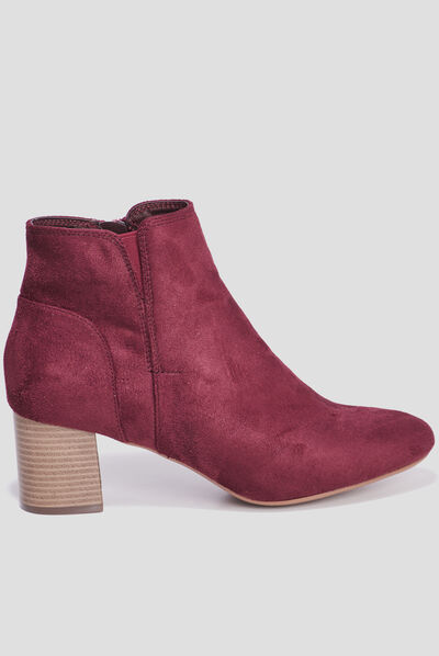 Bottines suédines à talons bordeaux femme