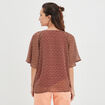 Blouse col tunisien avec cordons rose fushia femme