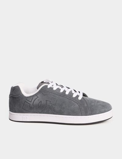 Tennis basses en cuir &agrave; lacets gris homme