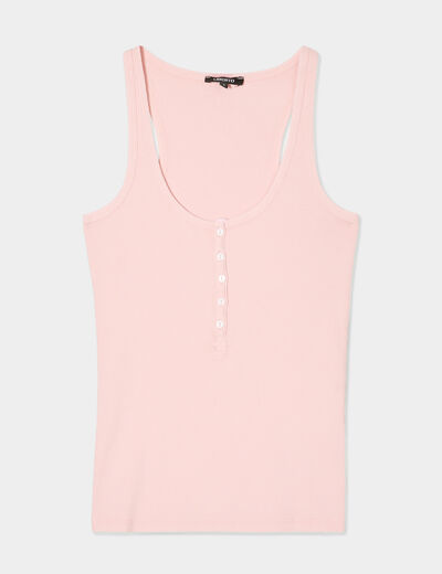 Débardeur col tunisien coton mauve femme