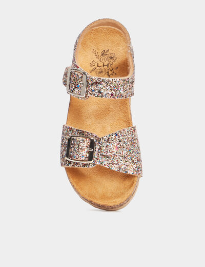 Sandales plates à paillettes primaire multicolore fille