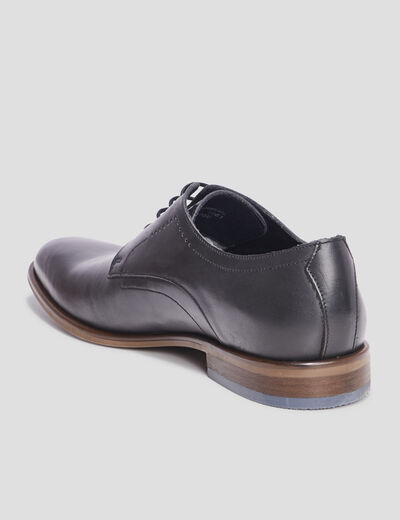 Derbies à lacets en cuir lisse noir homme