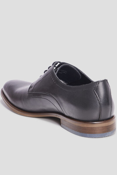 Derbies à lacets en cuir lisse noir homme