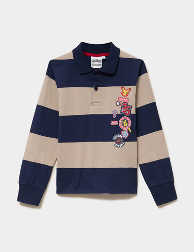 T-shirt col polo manches longues Pok&eacute;mon sable gar&ccedil;on