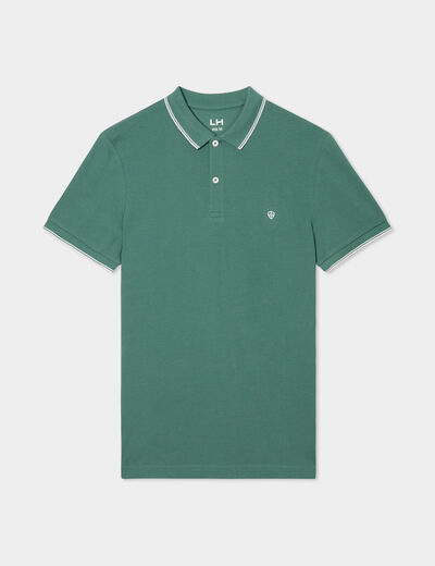 Polo manches courtes bords contrastés vert menthe homme