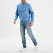 Sweat molleton col rond bleu homme