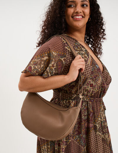 Sac banane zipp&eacute;e taupe femme