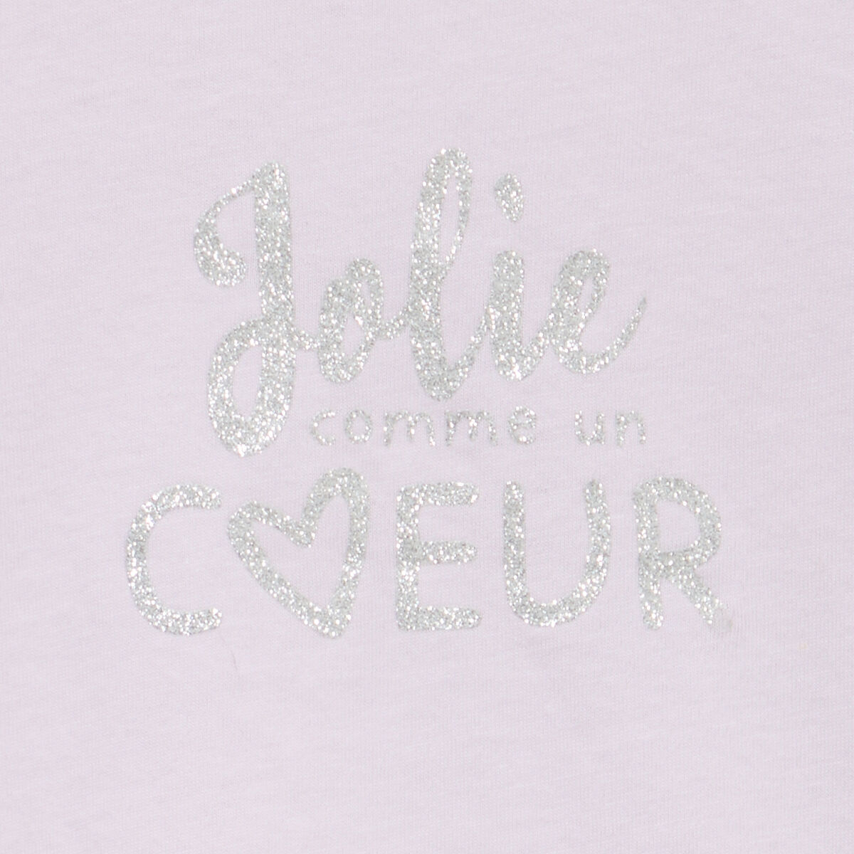 T-shirt paillettes manches courtes coton parme b&eacute;b&eacute; fille
