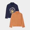 Lot 2 t-shirts col roulé bleu marine garçon