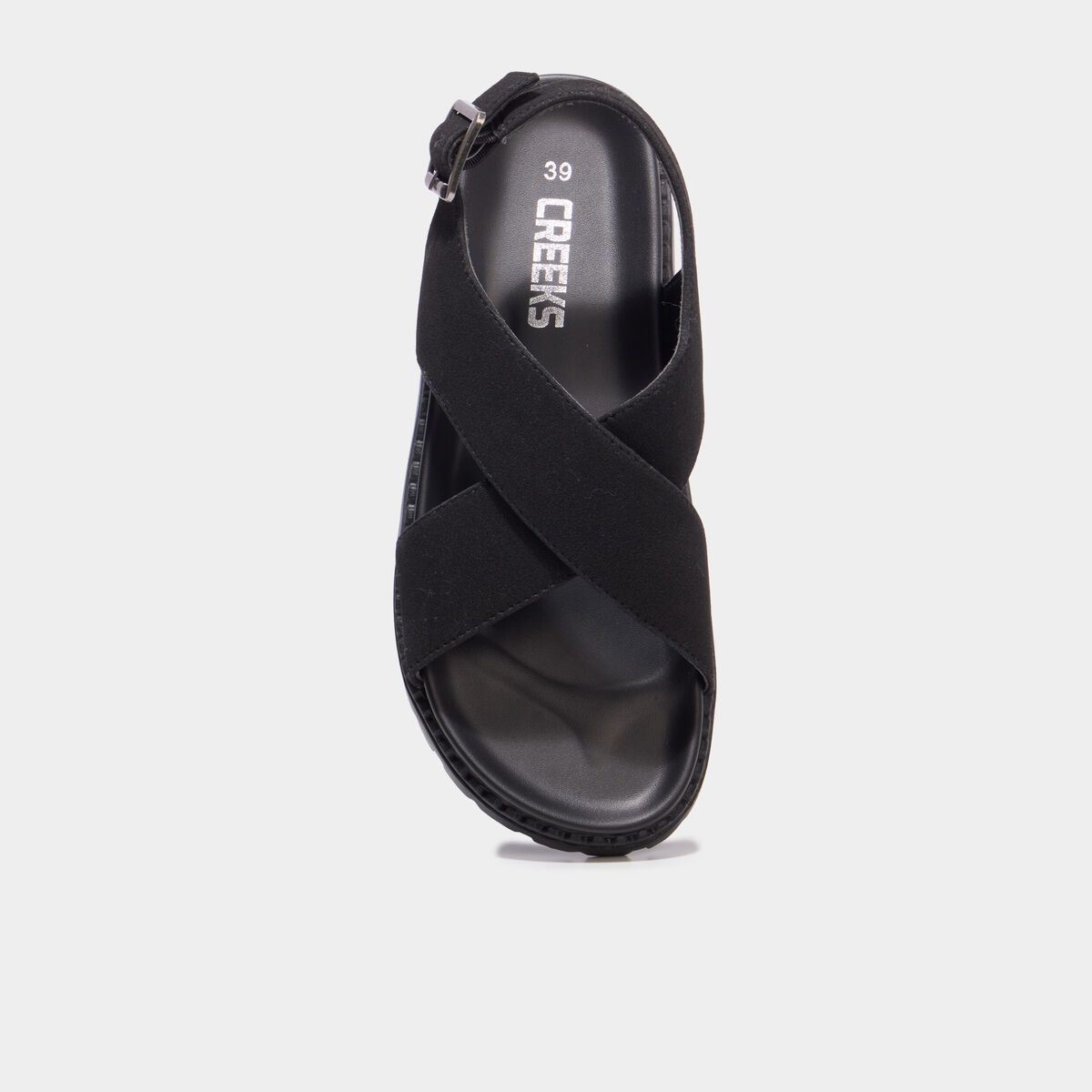 Sandales brides crois&eacute;es noir femme