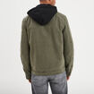 Veste doubl&eacute;e capuche amovible en coton vert kaki homme