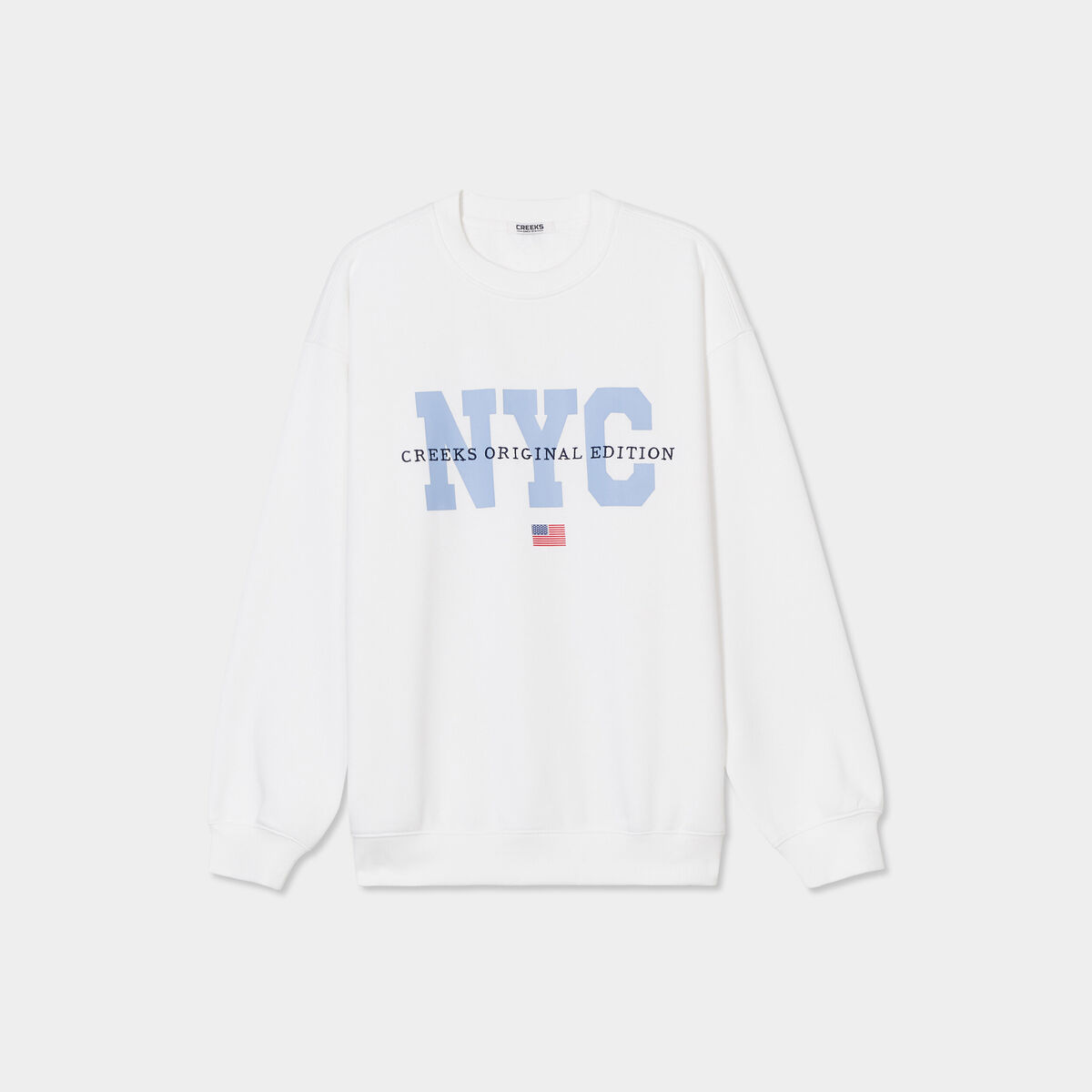 Sweat oversize printé col rond Creeks blanc femme