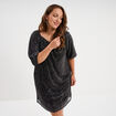 Robe &agrave; strass et manches 3/4 noir femme grande taille