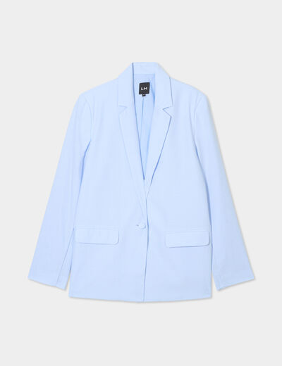 Veste blazer droite bleu ciel femme