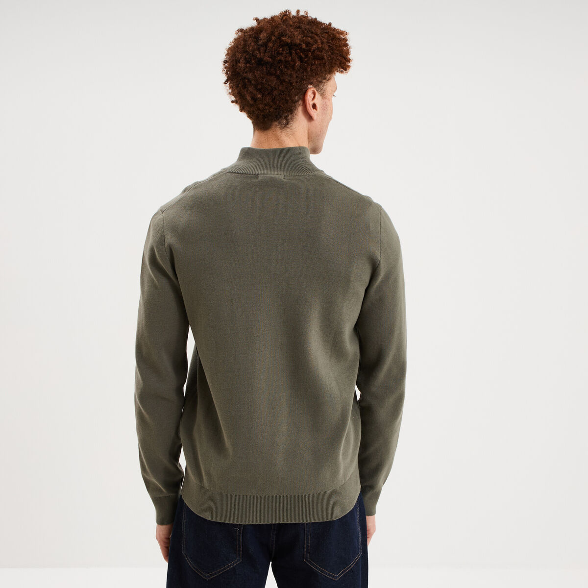 Pull camionneur manches longues vert kaki homme