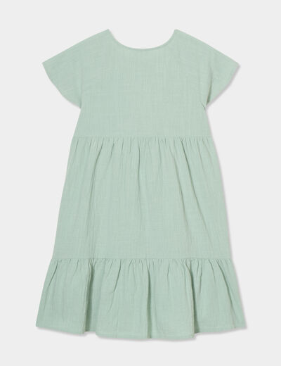 Robe manches courtes coton Creeks vert pastel fille