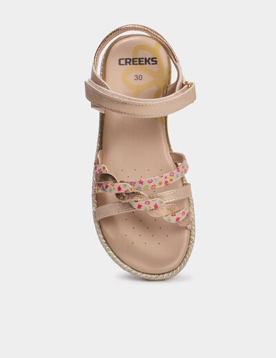 Sandales semelles effet corde jaune or fille