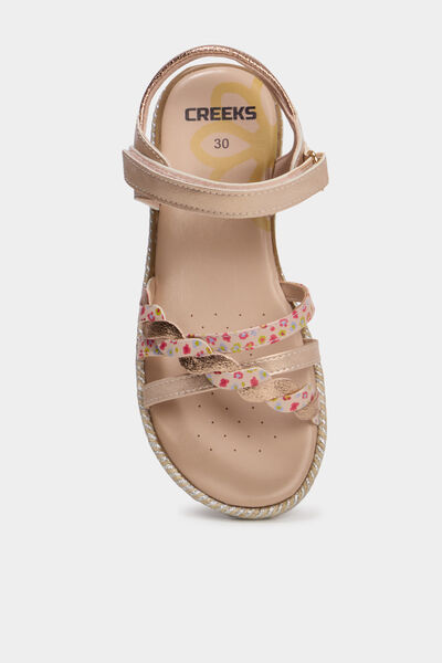 Sandales semelles effet corde jaune or fille