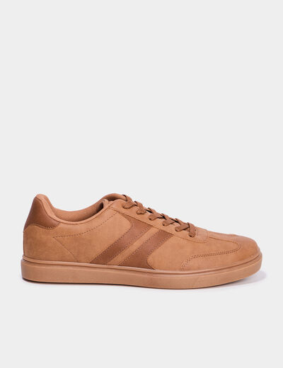 Tennis basses &agrave; lacets marron homme