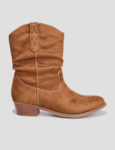 Boots hautes Santiags esprit western marron femme