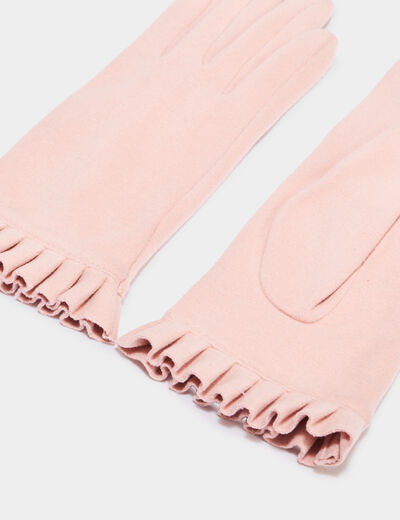 Gants avec volants rose femme