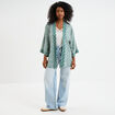 Veste kimono manches 3/4 vert turquoise femme