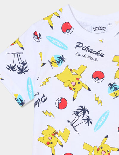 T-shirt manches courtes Pokémon Pikachu blanc garçon